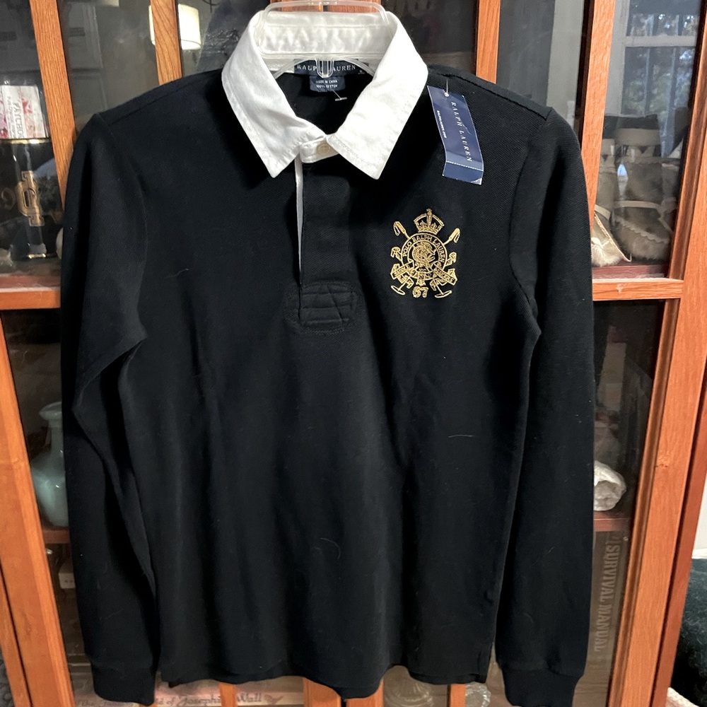 BN w Tags Ralph Lauren Bleeker St Rugby Shirt Black Size S Retail $125